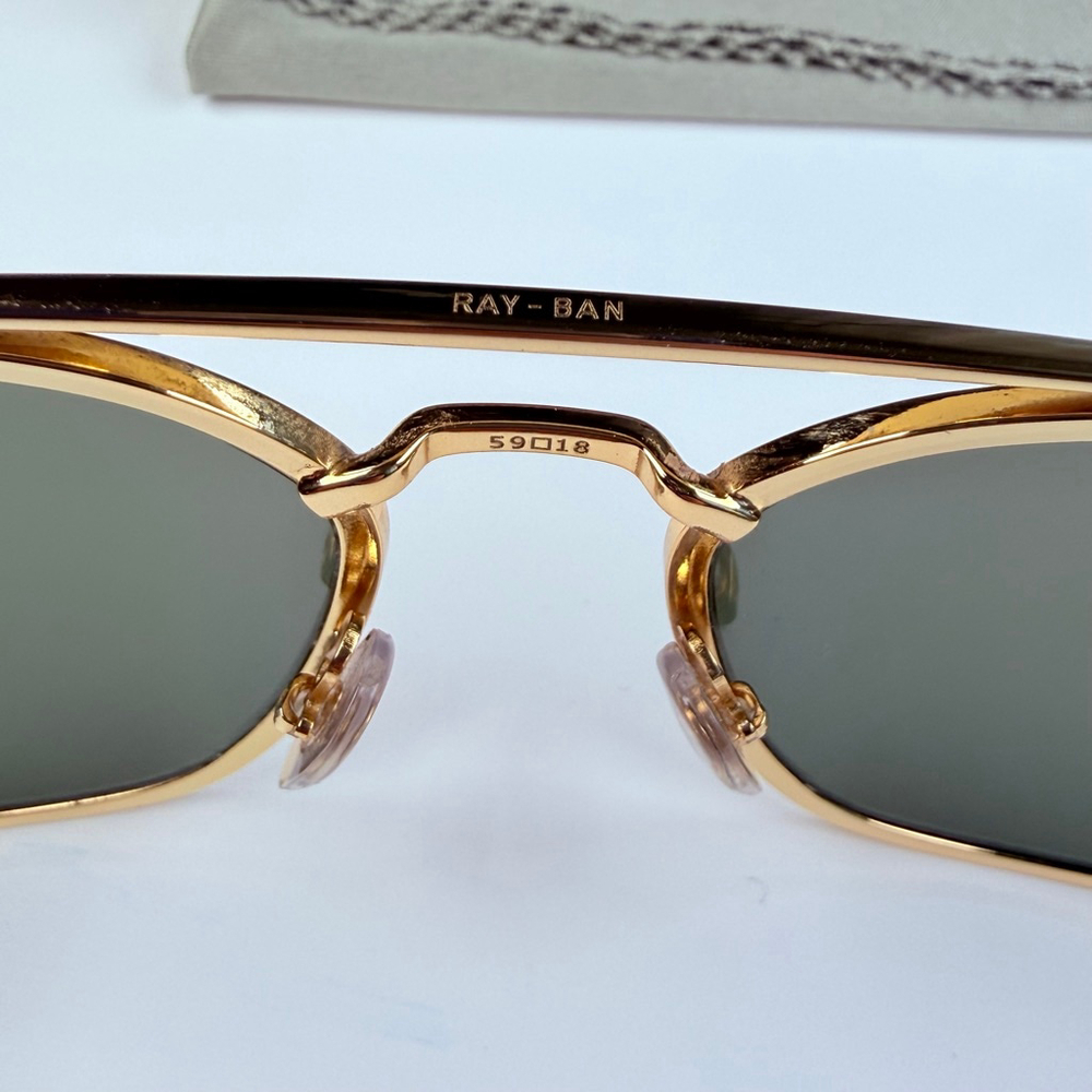 Authentic Ray-Ban RB3708 Gold Metal Rectangle Caravan Aviator Arista Sunglasses - Picture 6 of 13